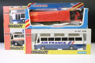 Four boxed Joal Compact and Lonestar diecast models to include Volvo Coach Air France, Volvo Coach