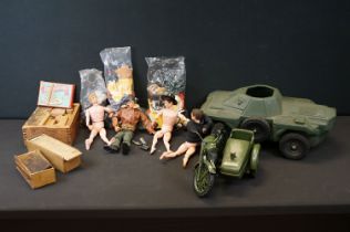 Action Man - Four original Palitoy Action Man figures together with an Action man motorcycle &