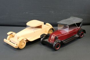 Two Michel Aroutcheff (France) hand built wooden toy cars, ex