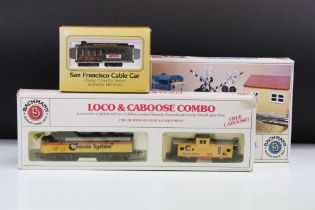 Three boxed Bachmann 5 HO gauge items to include 61600 EMD F9 Diesel Loco & Caboose Set, 46214