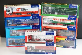 Ten boxed ltd edn 1/50 Corgi haulage diecast models to include CC12402 Owens (Road Services) Ltd,