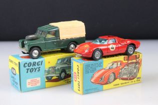 Two boxed Corgi diecast models to include 314 Ferrari Berlinetta 250 Le Mans and 438 Land Rover,