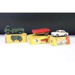 Three boxed Dinky diecast models to include 144 Volkswagen 1500 in white with red interior (