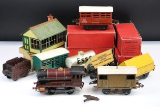 Quantity of Hornby O gauge model railway to include 0-4-0 LMS 5600 locomotive in maroon with tender,