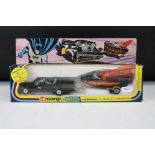 Boxed Corgi 3 Batmobile and Batboat diecast model set, complete with Batman & Robin figures, diecast