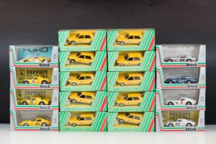 Ex Shop Stock - 10 Boxed 1/43 Schabak Model PTT Modell in yellow diecast models plus 8 x boxed/cased