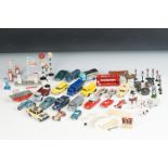 Group of mid 20th C diecast models & roadside accessories featuring 6 x Schuco Piccolo models, 14