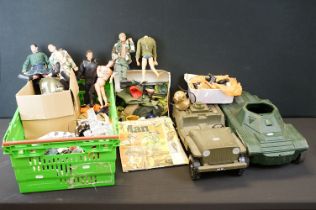 Action Man - Five original Palitoy Action Man figures in military dress, together with a Hasbro