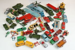 Around 40 play worn mid 20th C diecast models to include Dinky, Corgi, Matchbox etc, mainly Dinky