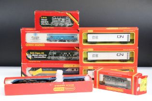 Six boxed Hornby OO gauge locomotives to include 2 z R068 BR Class 25 Diesel Blue, R069 HST Power/