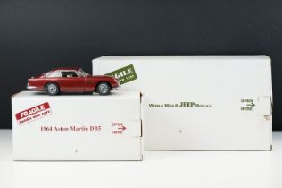 Two boxed Franklin Mint diecast models to include World War II Jeep Replica and 1964 Aston Martin,