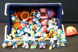 Smurfs - Collection of approximately 55 mostly 90s Smurfs figures and accessories to include 2 x