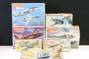 Nine boxed & carded unbuilt & complete 1/72 plastic model kits to include 3 x Matchbox (PK402, PK401