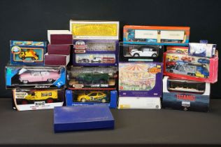 Collection of 17 boxed diecast model sets with examples from Tekno, Solido, Matchbox and Lledo,