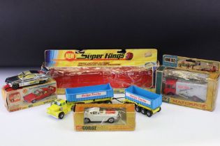 Four boxed diecast models to include Dinky 108 Sam's Car in metallic silver, Corgi Whizzwheels 201