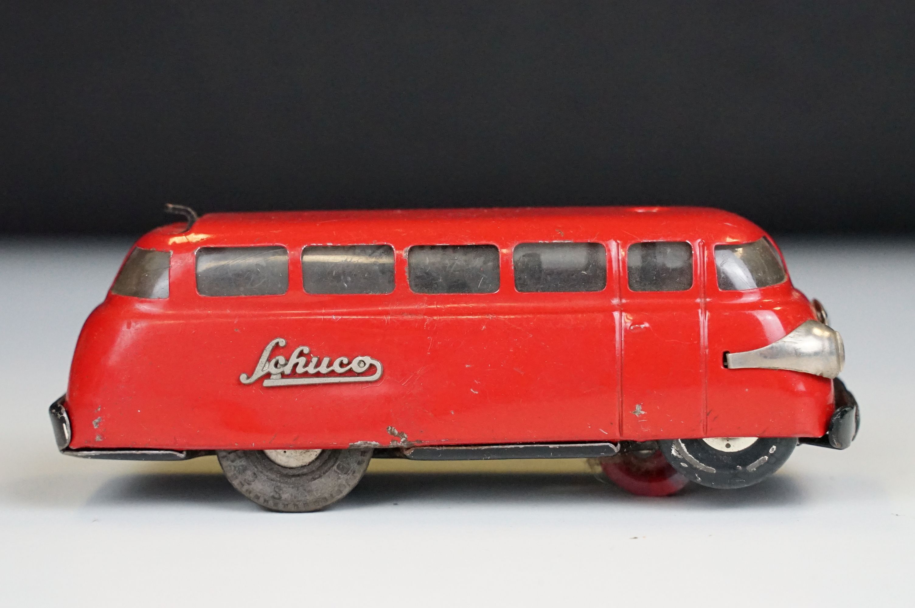 Three Schuco tin plate clockwork 3044 Varianto Bus models to include 2 x red and 1 x blue, no - Image 2 of 12