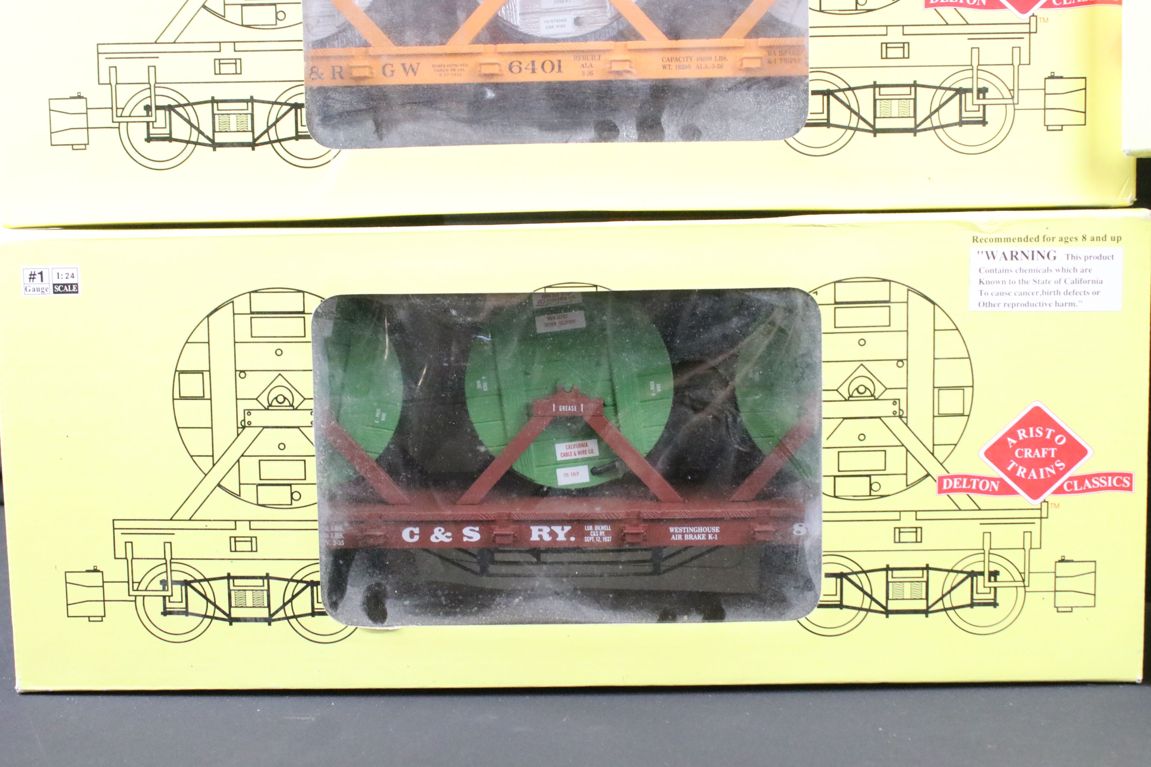 Five boxed #1 Gauge 1:29 items of rolling stock to include 4 x Aristo Craft (3 x Flat Car - Image 5 of 7