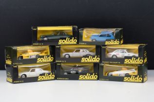Eight boxed Solido diecast models to include 3 x 1096 Jaguar XJ12, 72 Citroen LN etc, diecast ex,