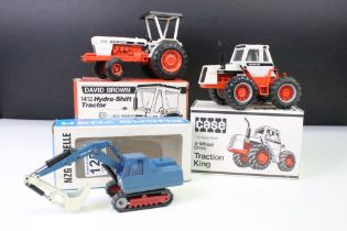 Three boxed NZG diecast models to include David Brown 1412 Hydra Shift Tractor, CASE 4 Wheel Drive