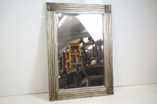 Contemporary Ridged Gilt Framed Rectangular Mirror, 69cm x 97cm