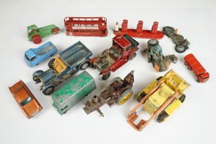 A small collection of playworn vintage diecast to include Matchbox and Britains examples.