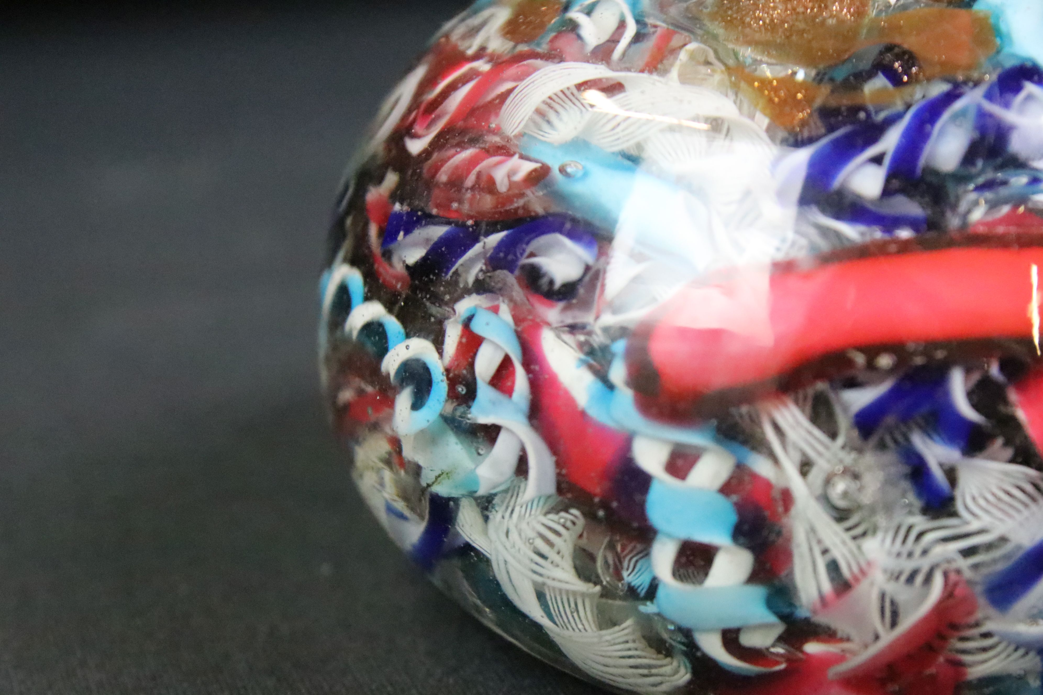 19th Century Pietro Bigaglia Venetian glass paperweight with scrambled ribbons, latticinio & - Image 3 of 3