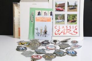 Automobilia - A collection of 17 car badges to include Jaguar Drivers Club, BARC, BOAC International