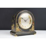 Domed Mantle Clock with Japanese Chinoiserie decoration, the gilt dial with Roman numerals. (