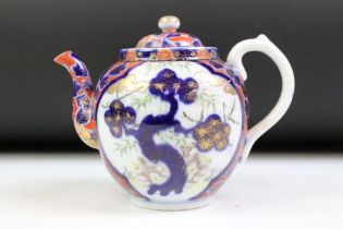 19th Century Chinese tea pot having a blue and white underglaze featuring pine tree panels and