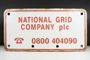 National Grid Company enamel sign, with red lettering on white ground. Approx 61cm W x 31cm H