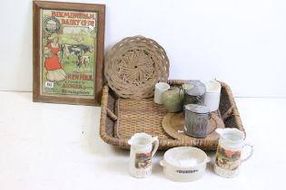 Collection of assorted 19th Century and later advertising to include a framed Birmingham Dairy Co