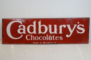 Advertising - Cadbury's Chocolates 'Made at Bournville' enamel wall sign, with white lettering on