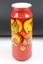 1970s Poole pottery Delphis pattern vase having a red ground with floral detailing. Impressed