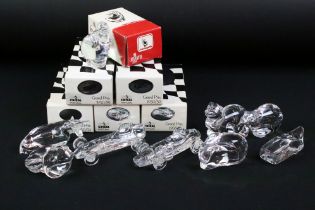 14 Atlantis Crystal glass paperweights to include 6 boxed examples (5 x Grand Prix Racing Cars -