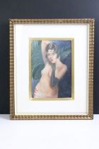 Framed Oil Painting Portrait of a Seductive Art Deco Lady, 26cm x 18cm