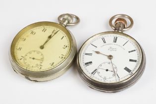 A hallmarked silver cased top winding pocket watch together with another pocket watch.