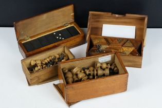 Early 20th century Mahogany Boxed Boxwood Chess Set together with another Boxed Wooden Chess Set,