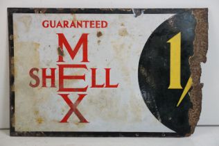 Advertising - Shell Mex Guaranteed enamel wall sign with red lettering, approx 70cm W x 45.5cm H