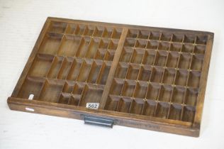 Early to Mid 20th century Wooden Printers Tray Drawer, stamped ' Fleet Street, London ' and ' S