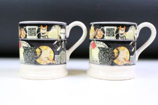 Pair of Emma Bridgewater ' Black Dresser ' mugs, approx 9.5cm high