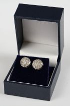 Pair of 14ct White Gold Pave set Diamond Stud Earrings 1.5ct's approx.