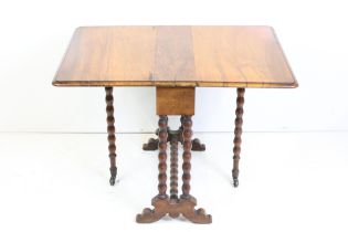 19th century Walnut Small Sutherland Table raised on bobbin supports, 54cm long x 52cm high