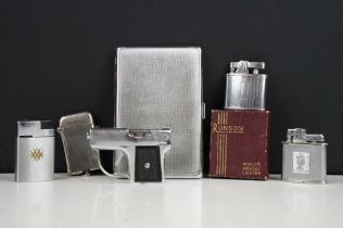 A small group of vintage pocket cigarette lighters to include Ronson & Thorens examples together
