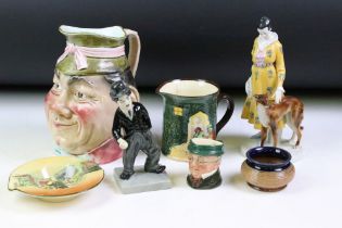 Royal Doulton series ware jug (D4601), together with a small Royal Doulton Mr Pickwick character