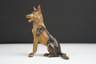 Cold Painted Metal Figure of an Alsatian Dog, approx 10cm high