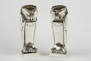 Pair of Art Deco style Owl Condiments