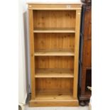 Modern Pine Bookcase with three adjustable shelves, 66cm wide x 37cm deep x 138cm high