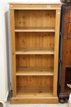 Modern Pine Bookcase with three adjustable shelves, 66cm wide x 37cm deep x 138cm high