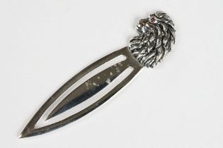 Silver Bookmark with Lion finial