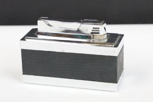 Mid 20th century West German Chrome and Black Table Lighter in the Art Deco style
